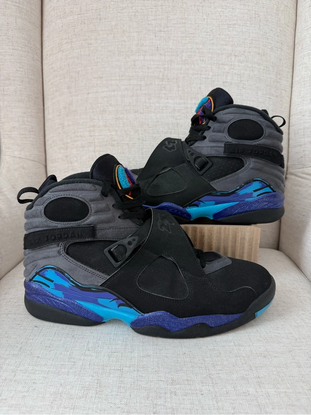 Air Jordan 8 Retro Aqua 2015 Mens Size 11.5 Black Blue Basketball Sneakers Shoes